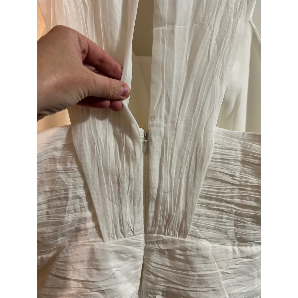 Reiss Gwen White Pleated V-Neck Sleeveless Mini Dress Size 12 Womens RN114836 - Picture 6 of 11